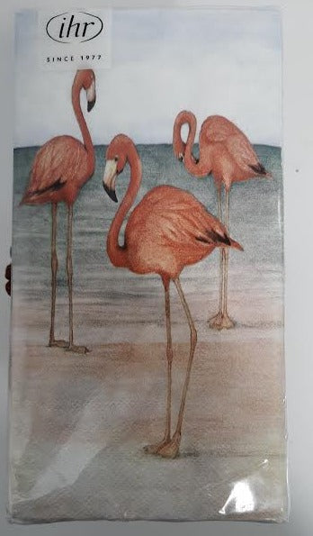 Flamingo Trio On Beach-4.5x8" Napkin 