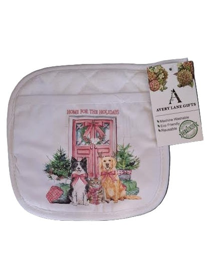 Pot Holder Home For The Holidays Christmas 7X7" 