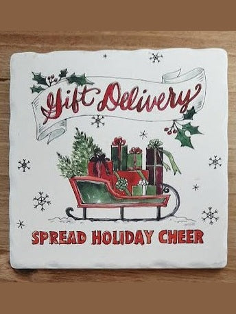 4x4"-Christmas Gift Delivery-Tile Coaster