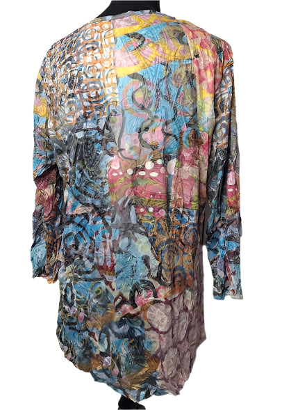 Shirt Pullover Crinkle Knot 3/4 Sleeve Multi Colored Women's 25616C