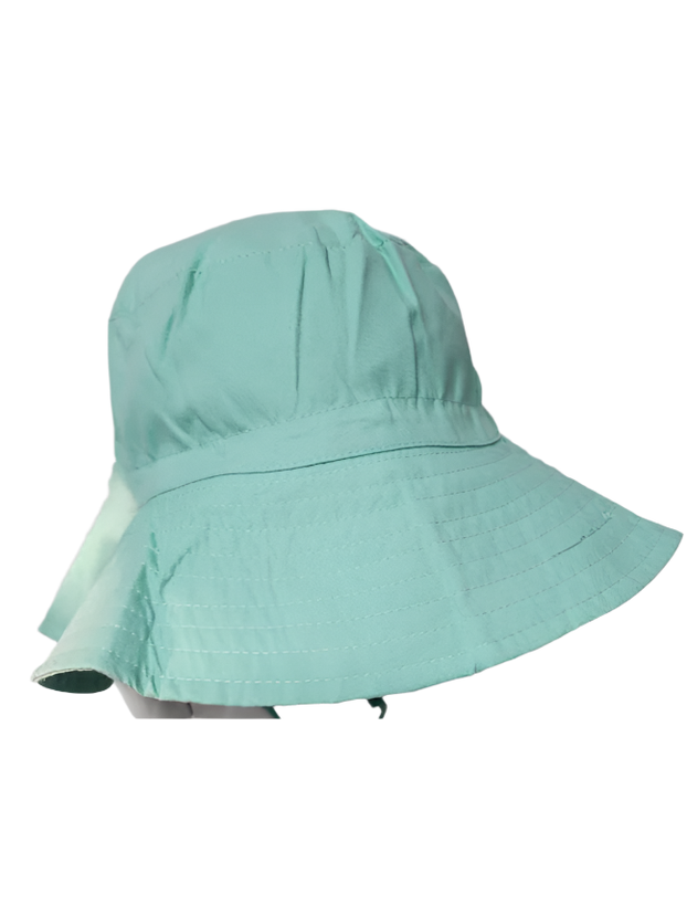 Bucket/Sun Hat With Chin Strap Wide Brim Children's 2-8yr Green scbhg