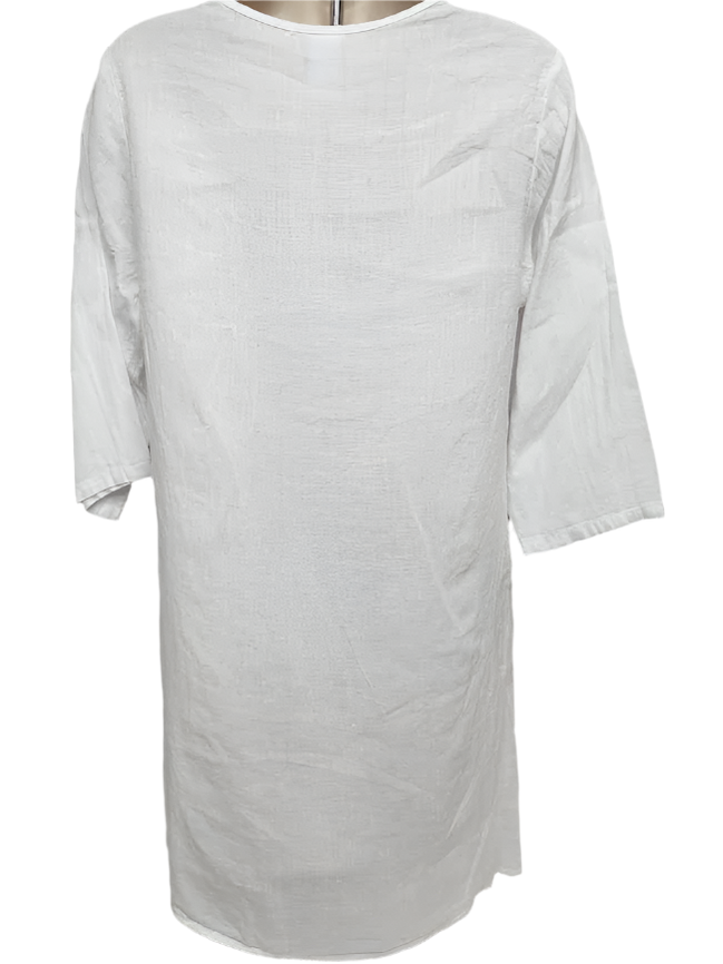 Top 3/4 Sleeve Round Neck Tunic Pullover White Women's Plt2198
