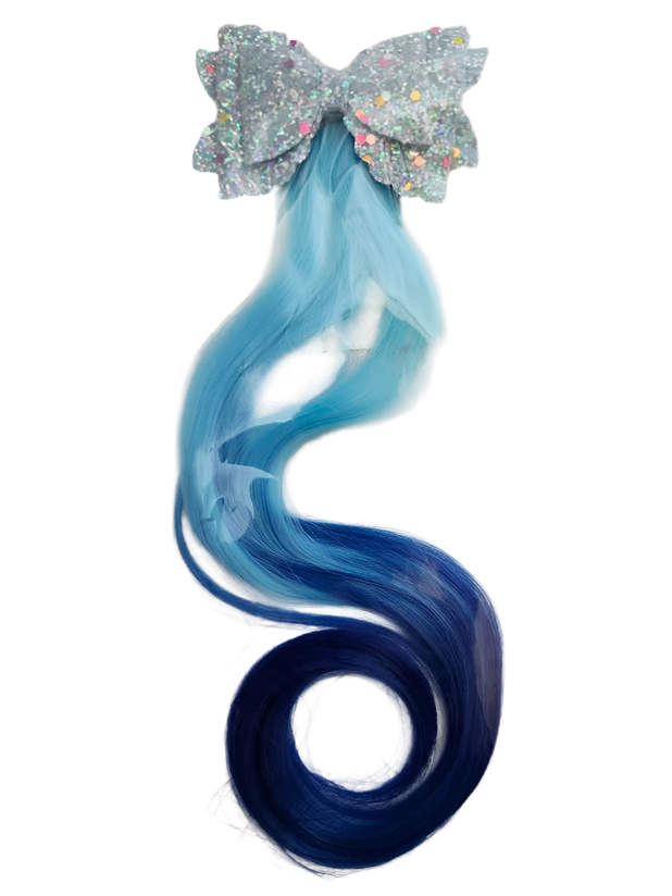 Barrette/Bow Tie Hair Piece Light Blue/Dark Blue Children's rbbthplbdb