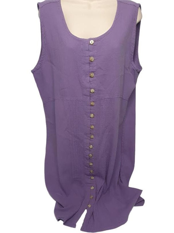 Dress S0612 Button Front-Sleeveless-Purple-Women's