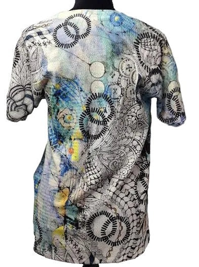 Top Pullover Mystique Short Flare Sleeve V-Neck t673YO