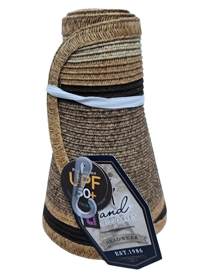 Visor - Brown-Paperbraid-Roll Up Closure-Women's-Hh2729B