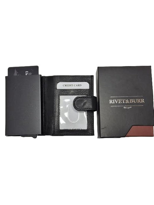 Card Case Black Slim Slide Leather Bound SS01BLK