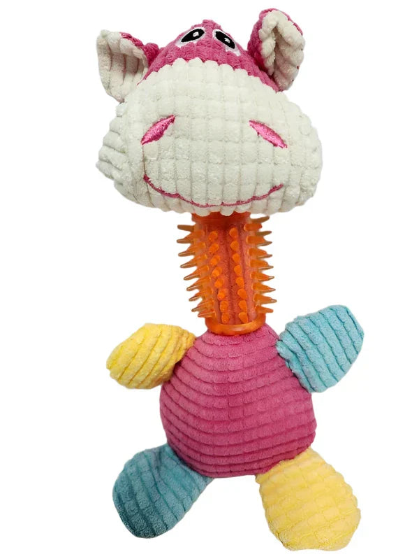 Hippo Prickle Neck Dog Toy Pink