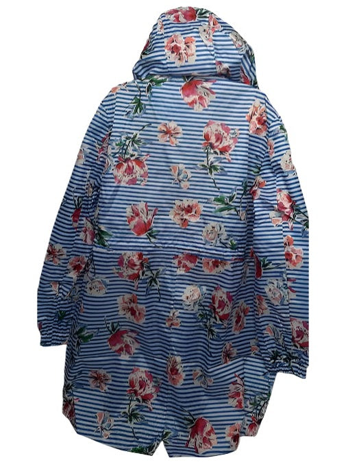 Raincoat - Blue Stripe Floral