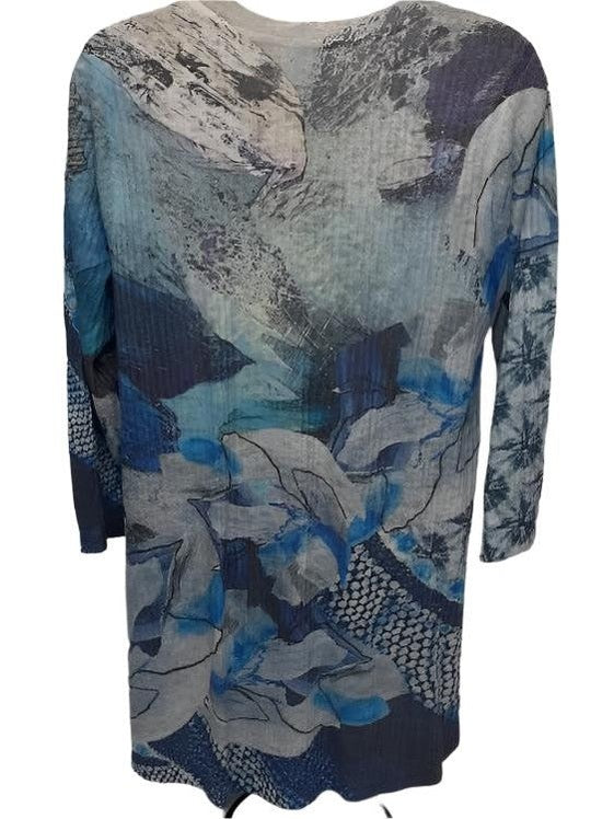 Top 3/4 Sleeve Crew Neck Multi Sky Bloom Print Women's t208rb mm35