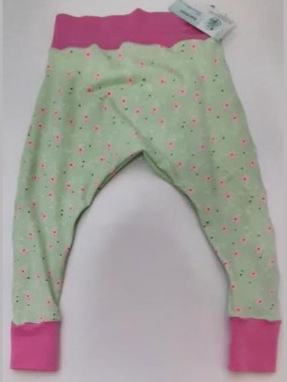 Harem Pants Legging Green/Pink Flower Baby 12-18 Month BFpgf51218
