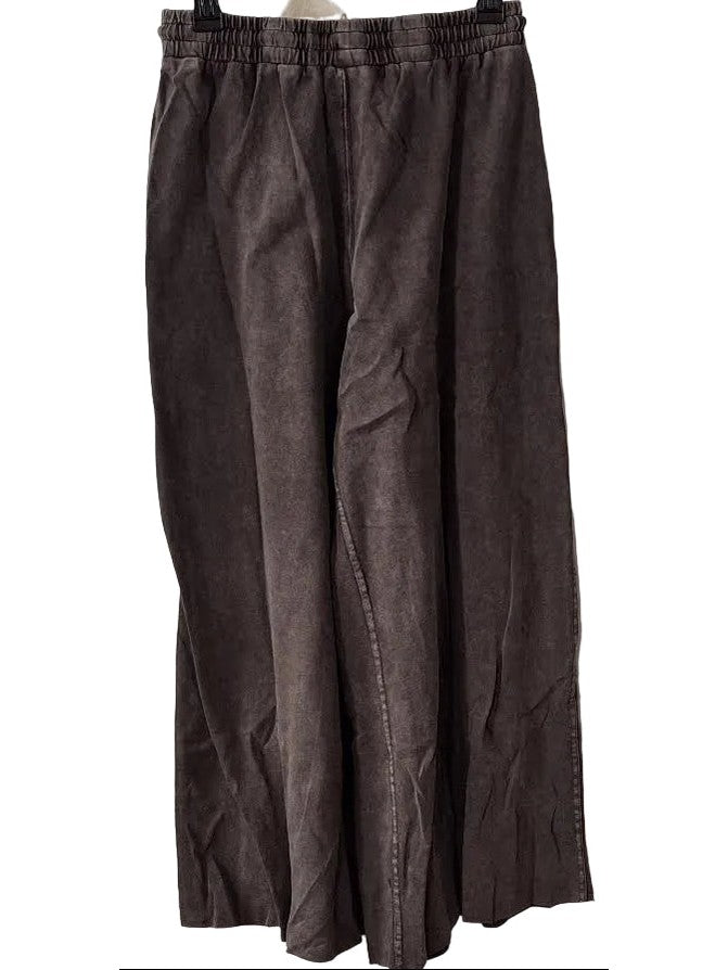 Pants Chocolate BrownTerry Knit Draw String Wide Leg 2 Pocket Women's Eb40128CB