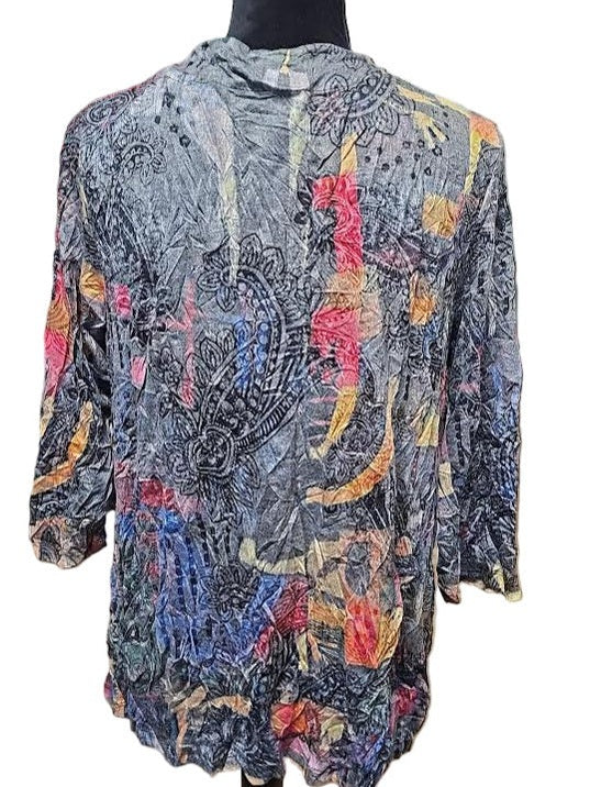 Shirt Crinkle Dot Pocket Top LI 25605 25606 Multi