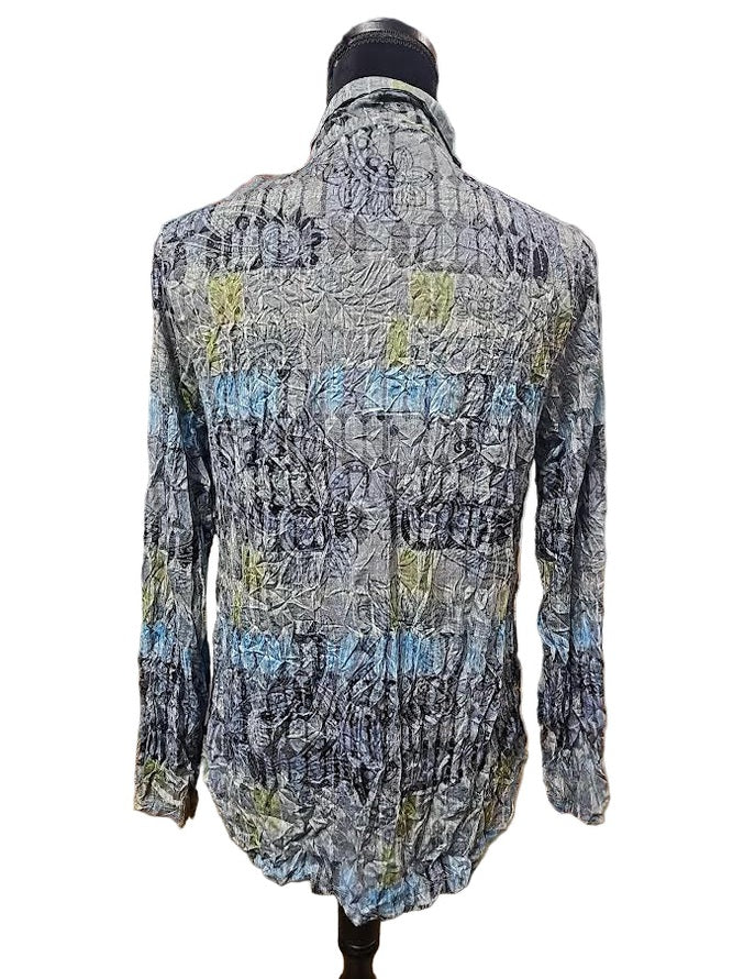 Shirt Crinkle Snap Front Closure Long Sleeve 25602 25623 Blue