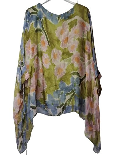 Top Pullover Silk Green Meadow Short Sleeve Women's One Size 1688GM