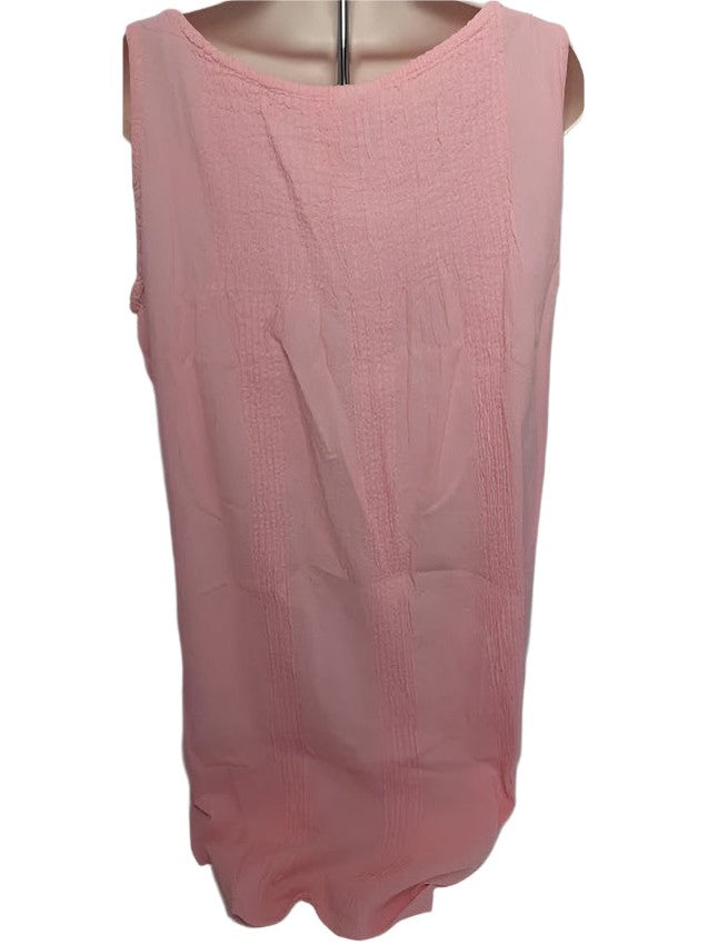 Dress S1202 Short-Sleeveless With Pleats-Pink-Women's