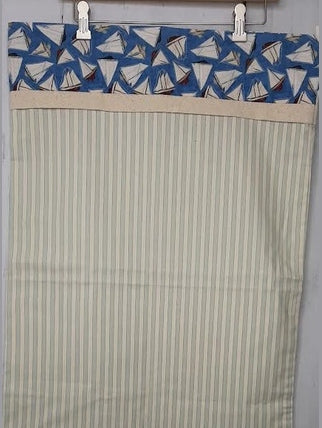 Pillow Case Sail Boat Blue/Green Stripe Standard-Rt84bsb1