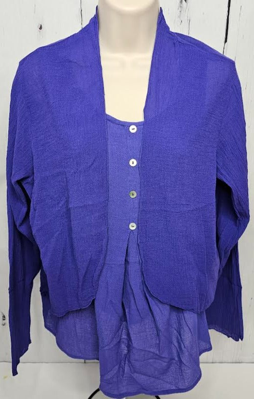 Bolero Jacket Sheer Long Sleeve Purple Women's cg901 