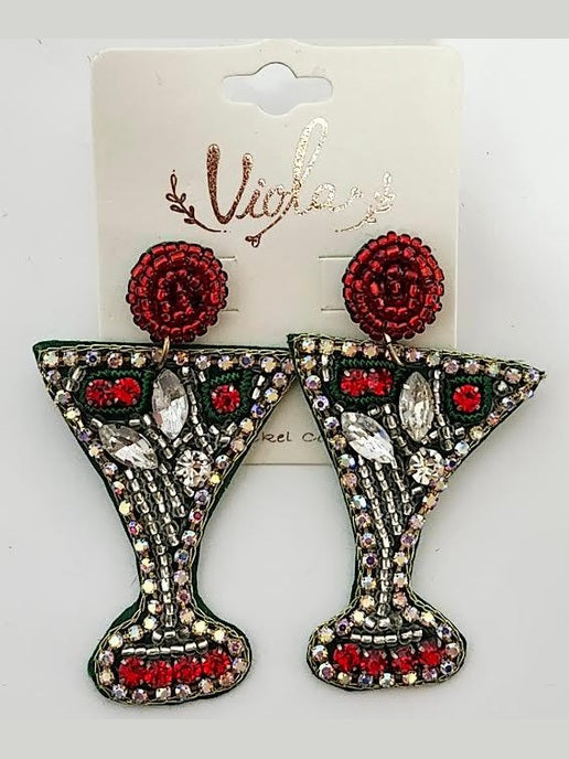 Earing's Champagne Glasses Red/Silver RT135677RDGR