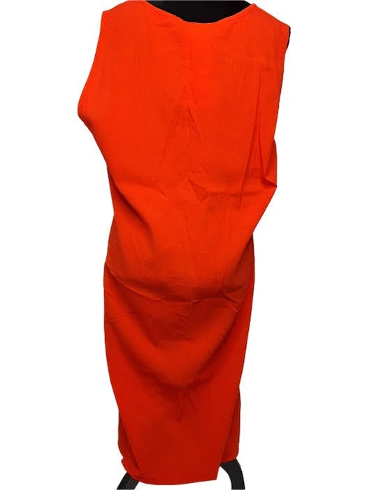 Dress S0612 Sleeveless Button Front-Red-Women's