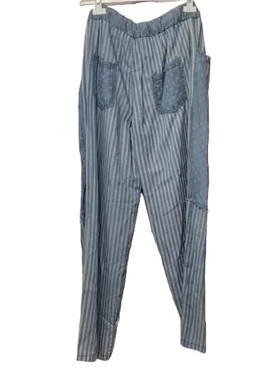 Pants Light Blue Patch Work 4 Pocket Women's One Size 66111Lb