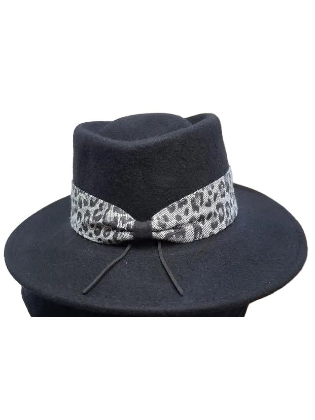 Hat Black Wool Felt Safari 3" Brim Women's-AD1316A