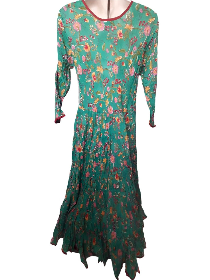 Dress Long 3/4 Sleeve Peacock Floral Women's sfdl-3