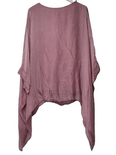 Top Pullover Silk Rose Petal Short Sleeve Women's One Size 1688RP