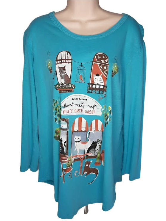 M28-1465 Cat Cafe-Blue-Top