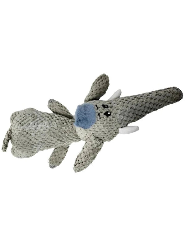 Grey Long Nose Elephant Squeaker Dog Toy