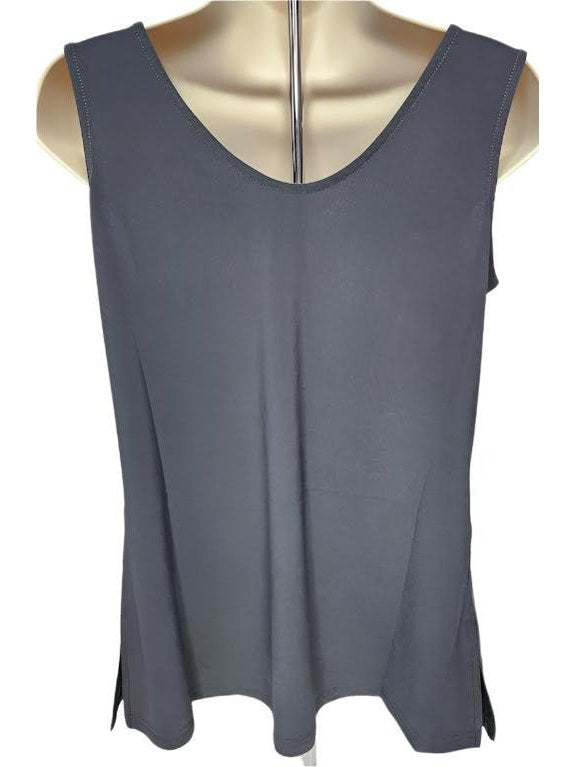 Tank Top Round Neck Long Charcoal adt02a