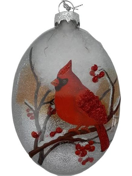 Glass Cardinal Christmas Ornament-3.5x5"