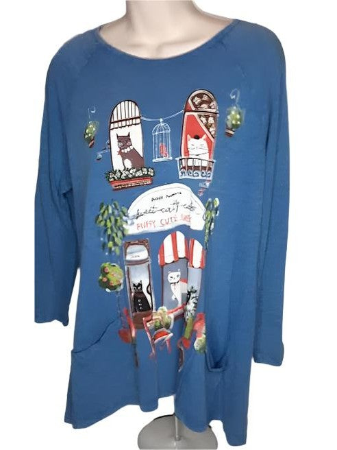 M12-1465 Tunic w/ 2 Pockets - Sweet Cat's Cafe