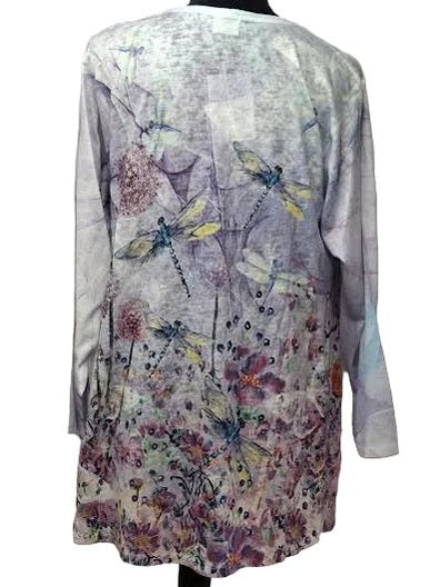 -Shirt Pullover Purple Dragon Flies 3/4 Sleeve Honey C3140887