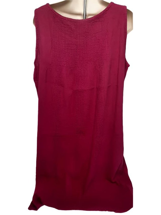 Dress S1202 -Short-Sleeveless With Pleats-Fusha-Women's