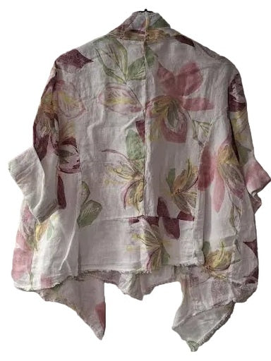 Marisima-Top Cardigan White Floral Women's One Size 14199W