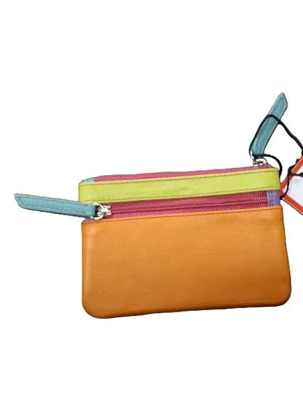 Palm Beach Colored Leather 2 Zipper Pockets With Key Ring Rfid Protected 6413C
