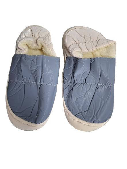 Slipper Black/White Open Back Fur Lined Zlm-T006