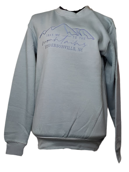 Sweatshirt Sky Blue / Blue Embroidered Hendersonville Mountains