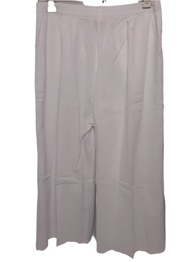 Pants Button L0502-a Front Stretch Band 2Pocket White Women's