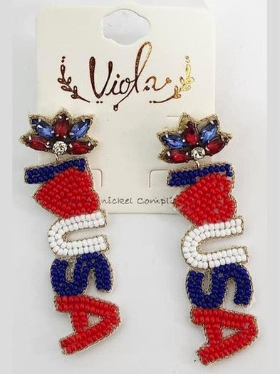 Earing's I Love USA Patriotic Red/White/Blue RT136228RBW