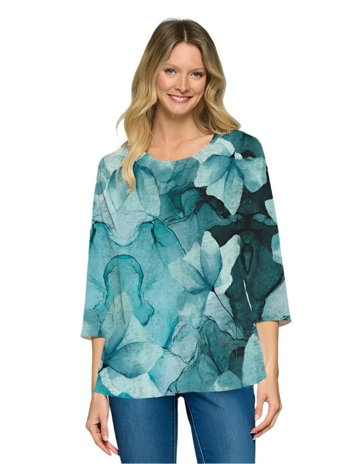 Shirt 3/4 Sleeve Multi Green Floral Honey c3140 916