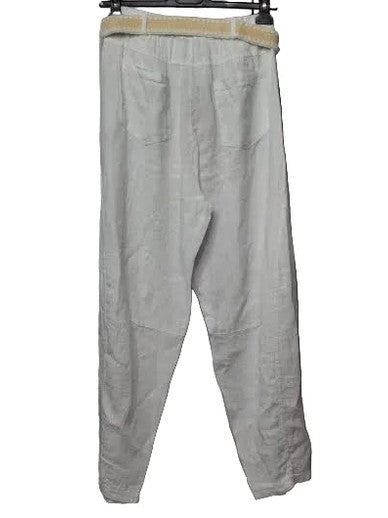 Marisima-Pants/Belt White Linen 4 Pocket Wide Leg Women's One Size 6207W
