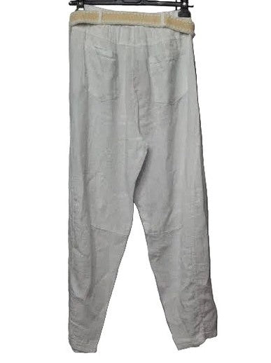 Marisima-Pants/Belt White Linen 4 Pocket Wide Leg Women's One Size 6207W