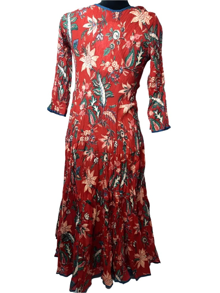 Dress Long 3/4 Sleeve Bombay Red Women's sfdl-3