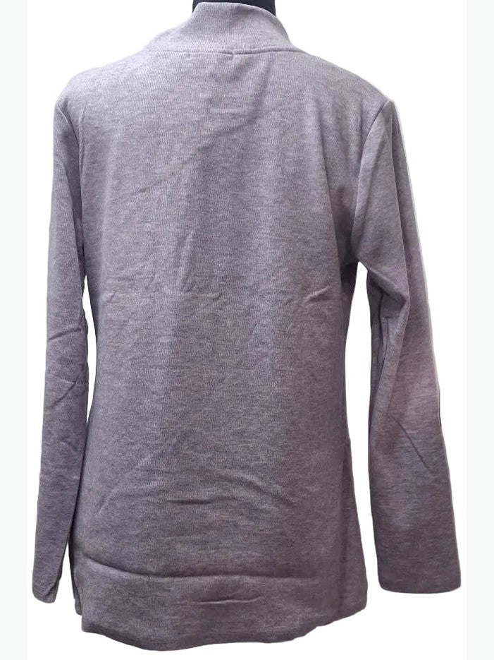 Shana-Sweater Pullover 1Pocket Purple Mock Neck Long Sleeve 26687