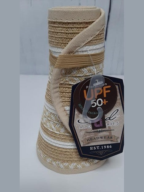 Visor - White-Paperbraid-Roll Up Closure-Women's-Hh2237a