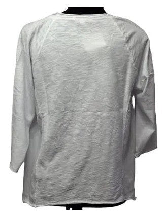 Tee Shirt White Scoop Neck Curve Hem 3/4 Sleeve Women's 41G-A6058