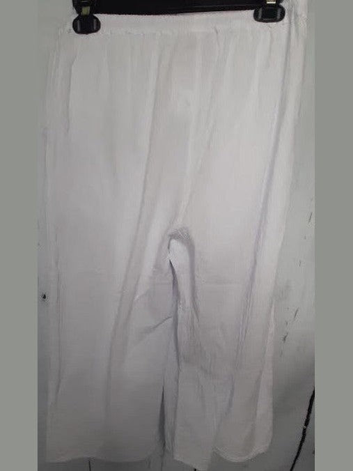 Pants S1085 White Wide Leg Capri-Women's