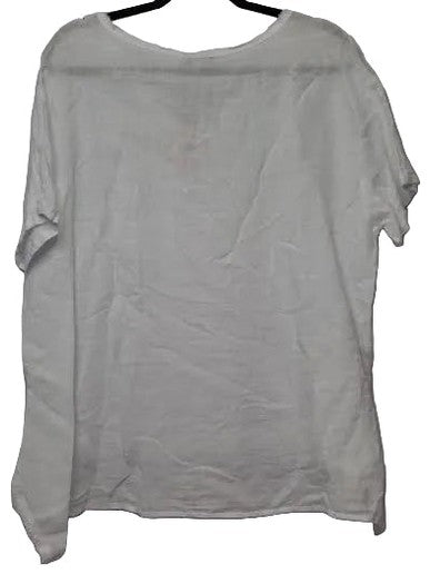 Top Pullover White/Silver Sequins V-Neck Short Sleeve Women's One Size 8161